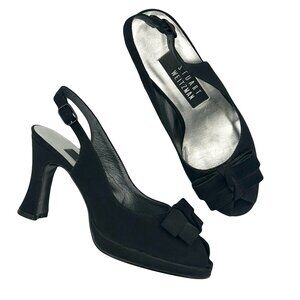 Stuart Weitzman Black Bow Slingback Evening Goth Heels